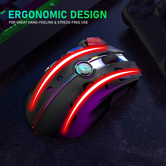 Беспроводная игровая мышь UrChoiceLtd X6 PRO, ультралегкая, сенсор Pixart PAW3325, до 12000 DPI, 2,4G/USB-C, 6 программируемых кнопок, аккумулятор 1000 мАч, для ПК/MAC/PS4/XBOX (черный) - изображение 8