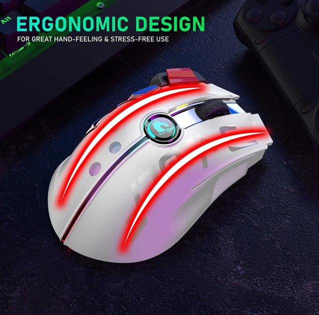 Беспроводная игровая мышь UrChoiceLtd X6 PRO, ультралегкая, сенсор Pixart PAW3325, до 12000 DPI, 2,4G/USB-C, 6 программируемых кнопок, аккумулятор 1000 мАч, для ПК/MAC/PS4/XBOX (белый) - изображение 7
