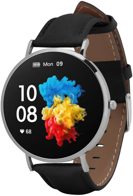 Smartwatch Garett Verona Srebrno-czarny Skórzany (5904238484517) - obraz 3