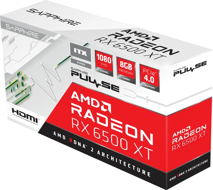 Видеокарта Sapphire PCI-Ex Radeon RX 6500 XT PULSE OC ITX 8GB GDDR6 (64bit) (2855/18000) (1 x HDMI, 1 x DisplayPort) (11314-06-20G) - изображение 7
