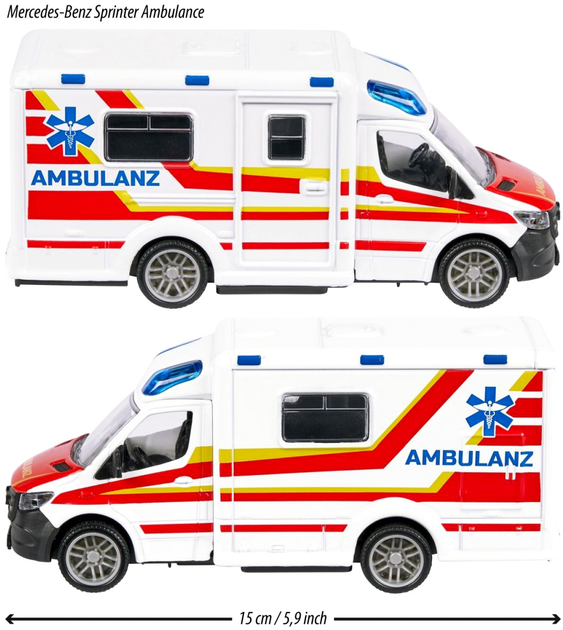 Машинка Majorette Ambulans Mercedes-Benz Sprinter Білий (3467452068120) - зображення 6