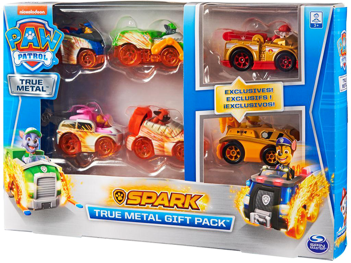 Zestaw Spinmaster Paw Patrol True Metal Spark z sześcioma metalowymi pojazdami w skali 1:55 (778988319307) - obraz 1