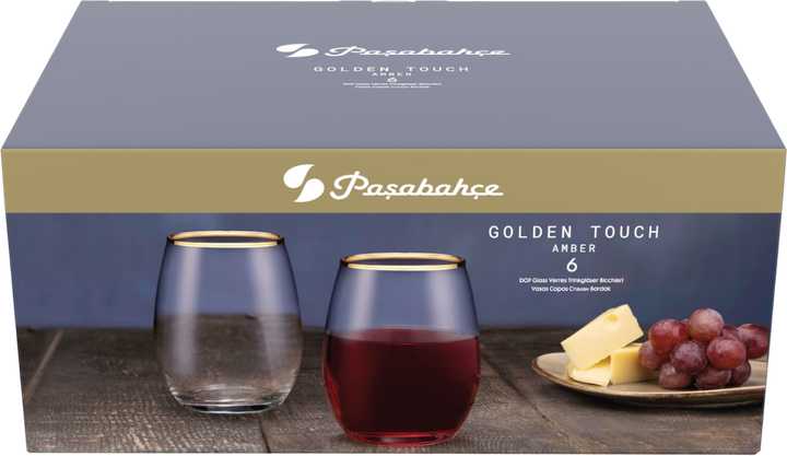 Набір склянок Pasabahce Amber із золотим обідком 570 мл 6 шт (8693357491373) - зображення 3