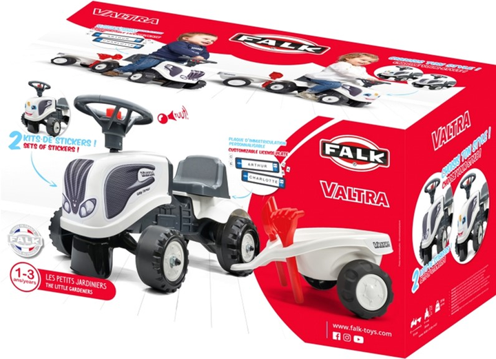Jeździk Falk Baby Valtra Traktor z przyczepą i akcesoriami Biały (3016200024033) - obraz 12