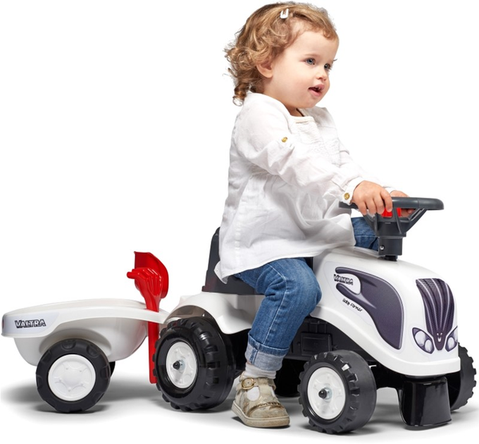 Jeździk Falk Baby Valtra Traktor z przyczepą i akcesoriami Biały (3016200024033) - obraz 4