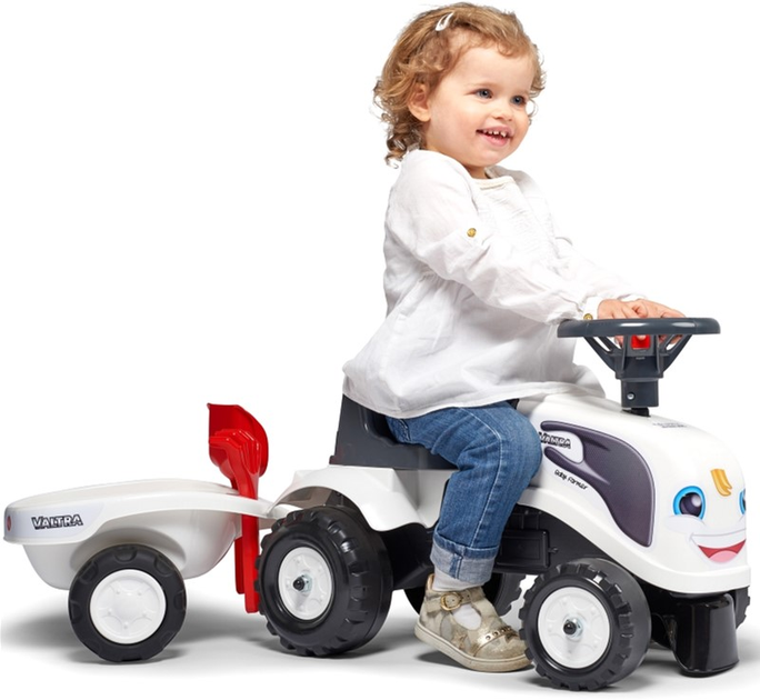 Jeździk Falk Baby Valtra Traktor z przyczepą i akcesoriami Biały (3016200024033) - obraz 5