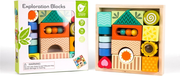 Klocki drewniane Classic World Wooden Sensory Blocks 14 elementów (6927049054174) - obraz 2