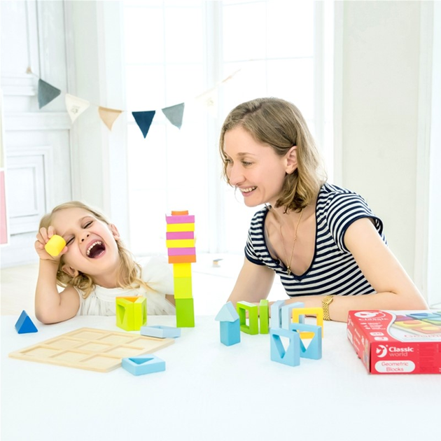 Zabawka-sorter edukacyjna Classic World Montessori Geometric Shapes 5 w 1 28 elementów (6927049001758) - obraz 9