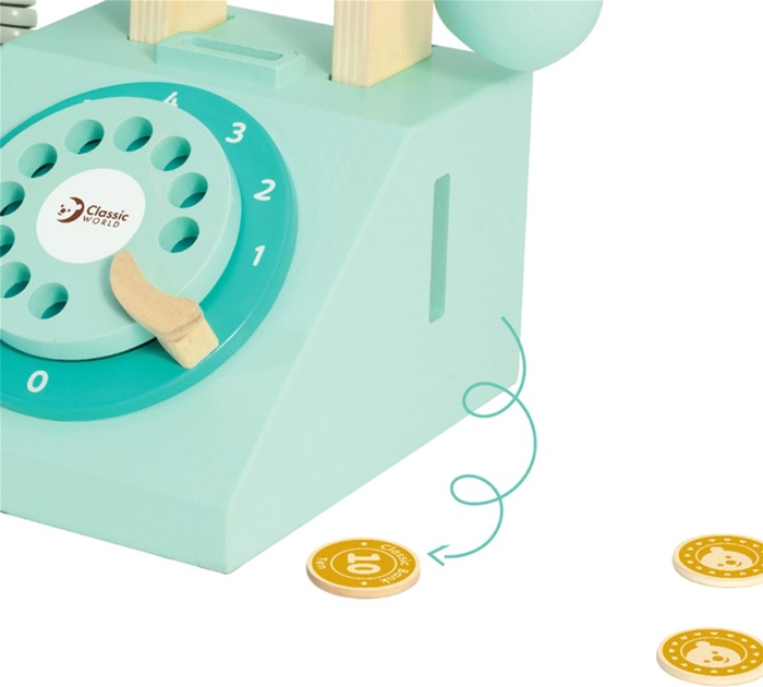 Telefon stacjonarny Classic World Drewniany (6927049055515) - obraz 6