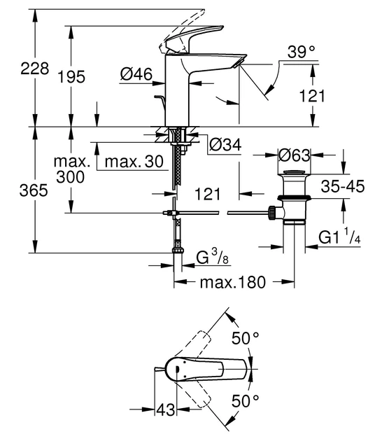 Смеситель для раковины Grohe Eurosmart M-Size (233222433) - Фото 6 Смеситель для раковины Grohe Eurosmart M-Size (233222433) - изображение 6