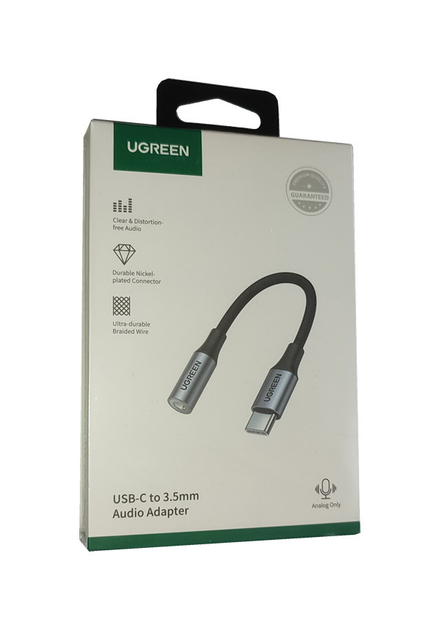 Перехідник - адаптер кабель UGREEN av142 Type-C to 3.5mm 10см - Фото 6 Перехідник - адаптер кабель UGREEN av142 Type-C to 3.5mm 10см - зображення 6