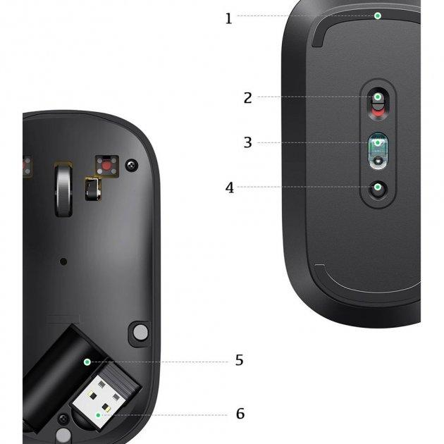 Миша бездротова UGREEN MU001 Portable Wireless Mouse (90372) чорна - зображення 2