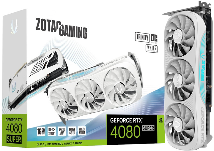 Karta graficzna Zotac PCI-Ex GeForce RTX 4080 SUPER Trinity OC White Edition 16GB GDDR6X (256bit) (2565/10240) (1 x HDMI, 3 x DisplayPort) (ZT-D40820Q-10P) - obraz 1