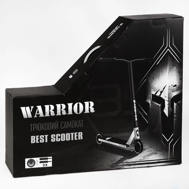 Самокат трюковий "Warrior" HIC-система, пеги, алюмінієвий диск та дека, колеса PU. Black and red (112767) - зображення 2