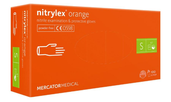 Рукавички нітрилові Mercator Medical Nitrylex Orange S Помаранчеві 100 шт (00-00000259) - изображение 1