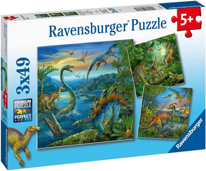 Пазл Ravensburger Захоплення Динозаврами 3 х 49 елементів (4005556093175) - зображення 2