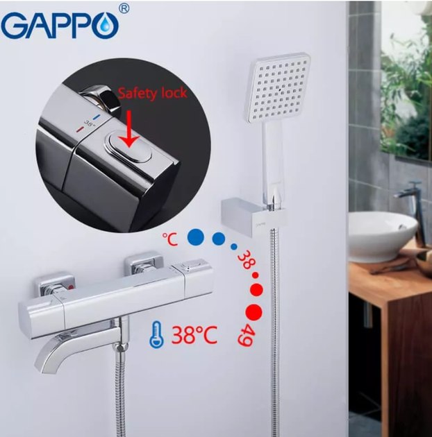 Смеситель для ванны GAPPO G3291 термостат, хром - Фото 2 Смеситель для ванны GAPPO G3291 термостат, хром - изображение 2