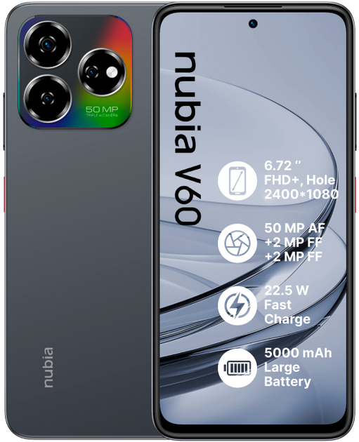 Мобильный телефон Nubia V60 8/256GB Black – фото, отзывы ...