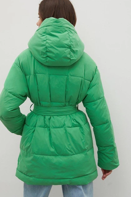 Удлиненная зимняя куртка с поясом Finn Flare FAC13001-535 Down fill зеленая L - изображение 5