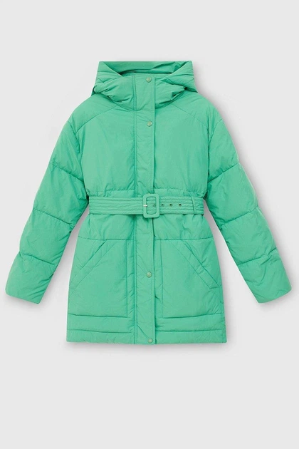 Удлиненная зимняя куртка с поясом Finn Flare FAC13001-535 Down fill зеленая L - изображение 8