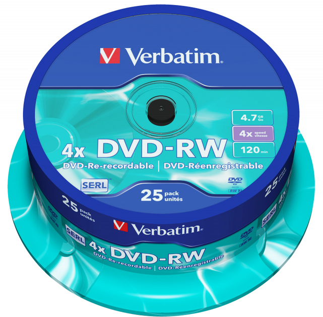 Verbatim DVD-RW 4.7 GB 4x Matt Silver 25 шт (23942436393) - зображення 1