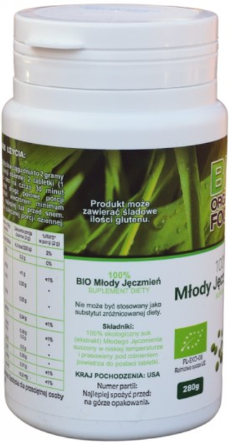 Suplement diety Bio Organic Food 100% Bio Młody Jęczmień 280 g (5901549747355) - obraz 3
