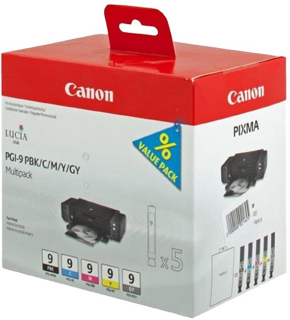 Набір картриджів Canon PGI-9 5 x 14 мл Black/Cyan/Magenta/Yellow/Grey (1034B013) - зображення 1