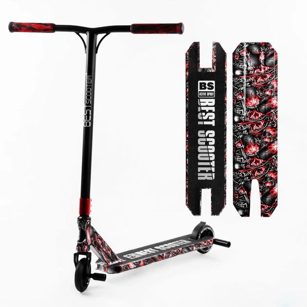 Самокат трюковий Best Scooter HIC-система, пеги, алюмінієвий диск та дека, принт. Skull biker (105678) - зображення 2