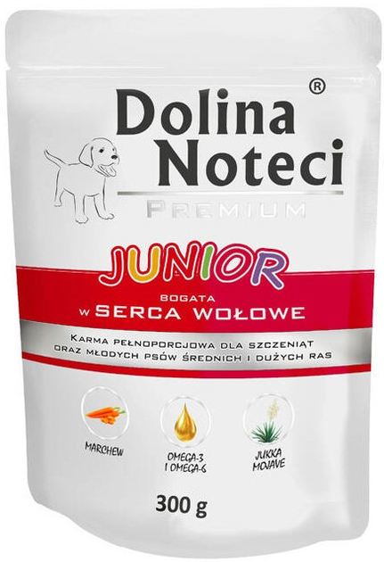 Вологий корм для собак Dolina Noteci Premium Junior Багата на яловиче серце 10 х 300 г (5902921381174) - зображення 2