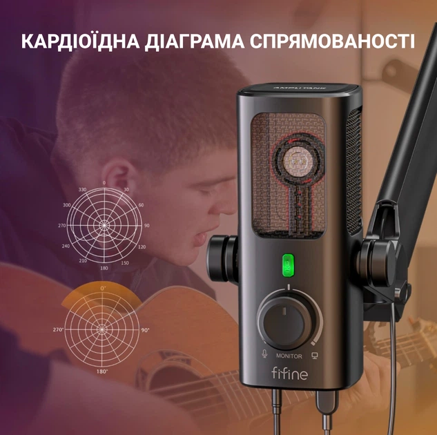 Fifine Profile 3 コンデンサーマイク Микрофон конденсаторный Fifine Profile 3 USB Black – фото, отзывы