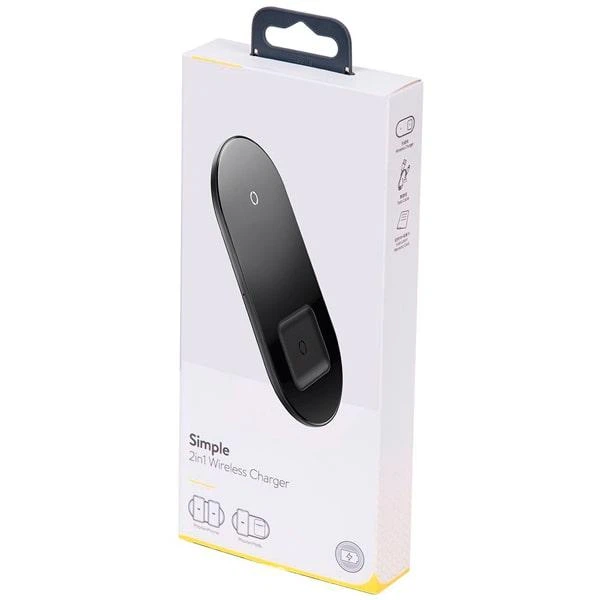 Беспроводное зарядное устройство Baseus Simple 2in1, Black (WXJK-01) - изображение 5