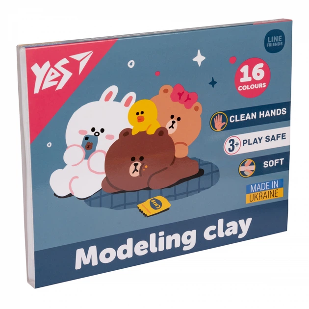 Пластилін кольоровий Yes "Line Friends" 16 кольорів, 360г 540675 - Фото 1 Пластилін кольоровий Yes "Line Friends" 16 кольорів, 360г 540675 - зображення 1