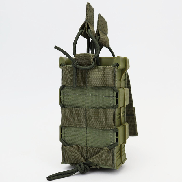 Підсумок подвійний під магазини АК з пластиковими боками Olive OXFORD 600D MOLLE - зображення 1