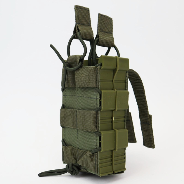 Підсумок подвійний під магазини АК з пластиковими боками Olive OXFORD 600D MOLLE - зображення 2