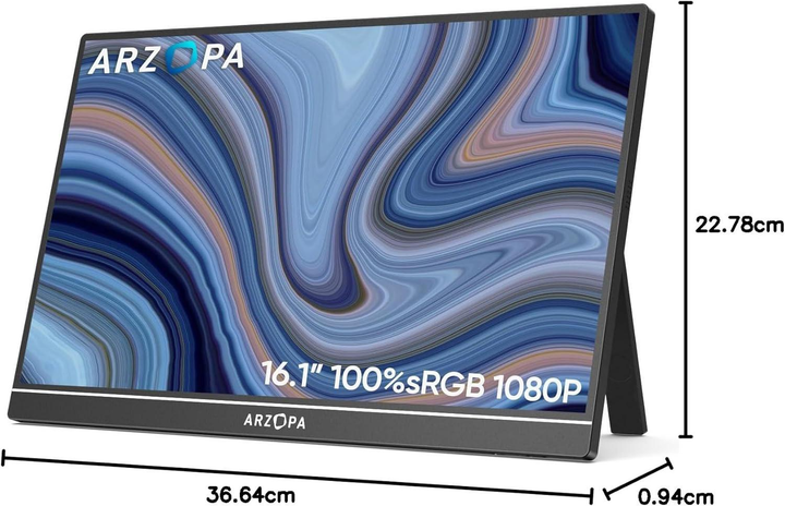 Портативный монитор ARZOPA 16,1" sRGB, 1920×1080 FHD IPS, поддержкой HDMI/Type-C/USB-C, игровой экран Eye-Care, для ноутбука/ПК/Mac/PS3/4/5/Xbox [Класс энергоэффективности A] - изображение 7