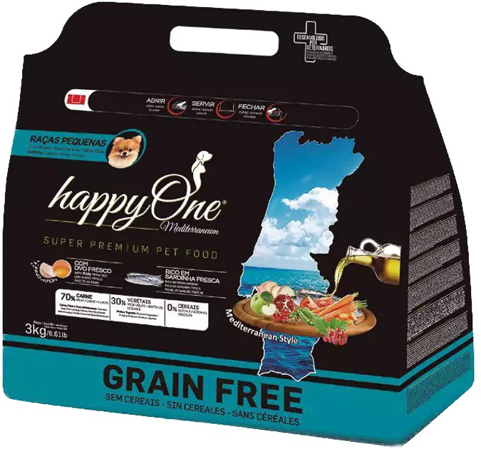 Sucha karma dla psów HappyOne Grain Free Mediterraneum Small Breeds Sardynka 3 kg (5600758049389) - obraz 1