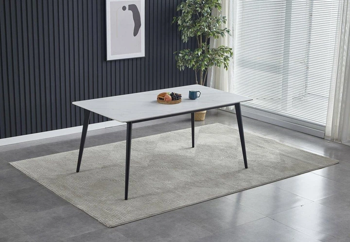 Стол обеденный SABA CERAMIC 130*70 белый глянец/черный каркас - изображение 2