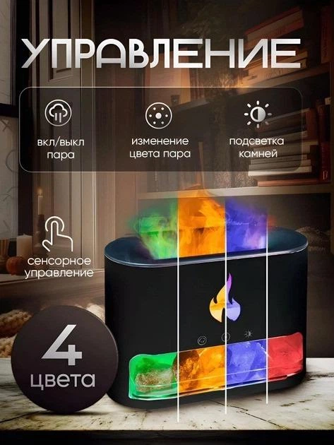 Зволожувач повітря - нічник сольовий Docsal Flame 3в1 Aroma Diffuser (VS7006822) - изображение 3