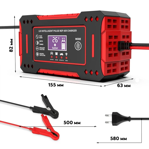 Зарядное устройство для автомобильного аккумулятора RIAS 12V/24V 6A Red (3_05160) - изображение 3