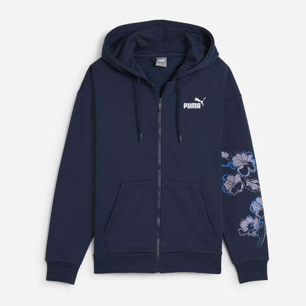 Спортивна кофта жіноча Puma Ess + Floral Vibes FZ Hoodie FL 68602614 S Темно-синя (4067982706197) - зображення 1