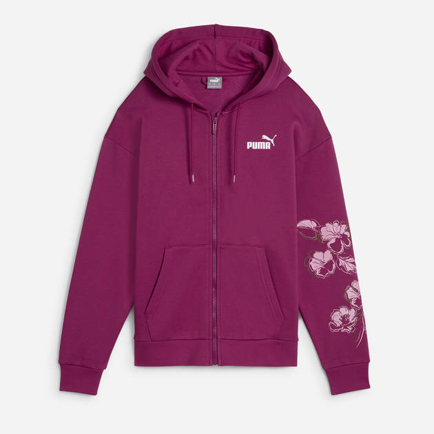 Bluza sportowa damska rozpinana Puma Ess + Floral Vibes FZ Hoodie FL 68602645 L Malinowa (4067982704377) - obraz 1