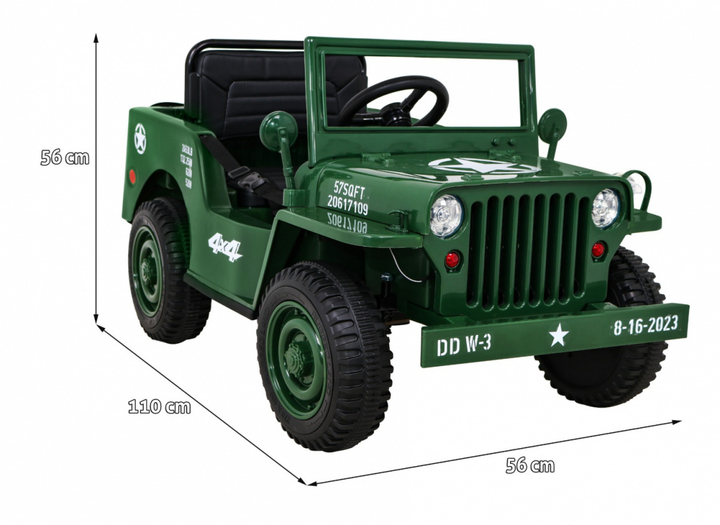 Електромобіль для дітей Ramiz Ramiz Military Retro DDW-3 4 x 4 Зелений (5903864951509) - зображення 4