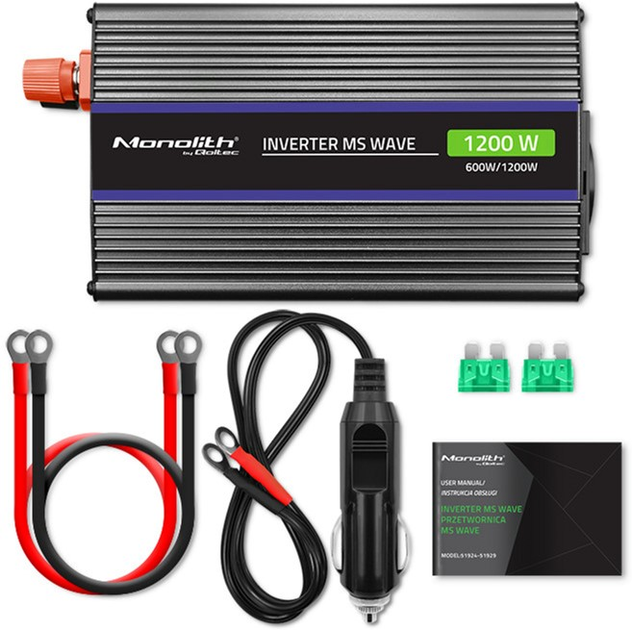 Przetwornica samochodowa Qoltec Monolith 1200 MS Wave 600 W/1200 W 12 V na 230 V (5901878519258) - obraz 6
