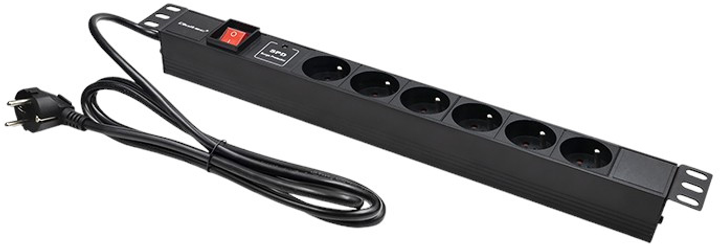 Подовжувач до серверної шафи RACK 19" Qoltec 1.8 м 6 розеток тип E чорний (5901878546001) - зображення 8