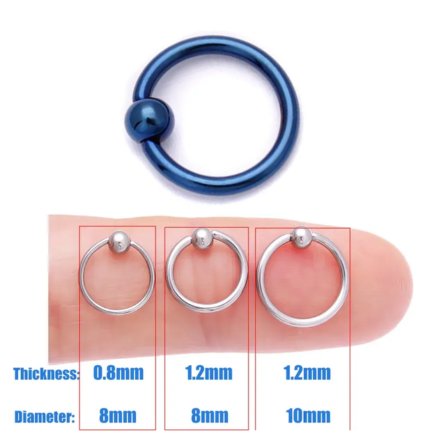 Кільце для пірсингу хард 8х1.2х3мм Емаль Сталь 316L Mr.Piercing синій - зображення 3