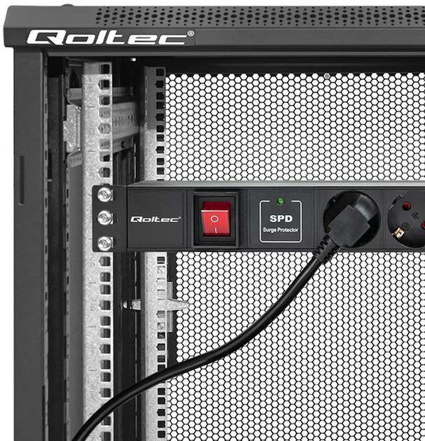 Подовжувач до серверної шафи RACK 19" Qoltec 1.8 м 6 розеток SCHUKO чорний (5901878546018) - зображення 2