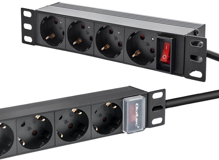Listwa zasilająca Qoltec do szafy RACK 10" 1.8 m 4 gniazda SCHUKO czarna (5901878546032) - obraz 5