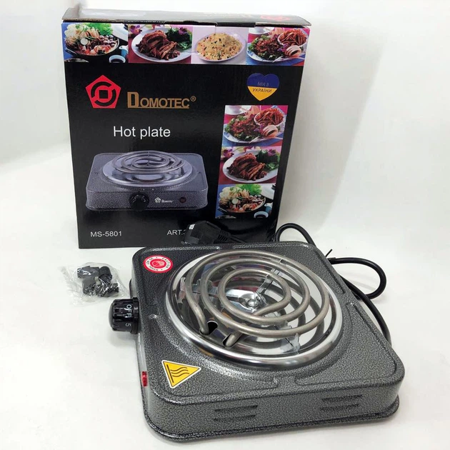 Электроплита спиральная плита настольная Domotec MS-5801 1000 Вт, Переносная компактная электроплита - изображение 9