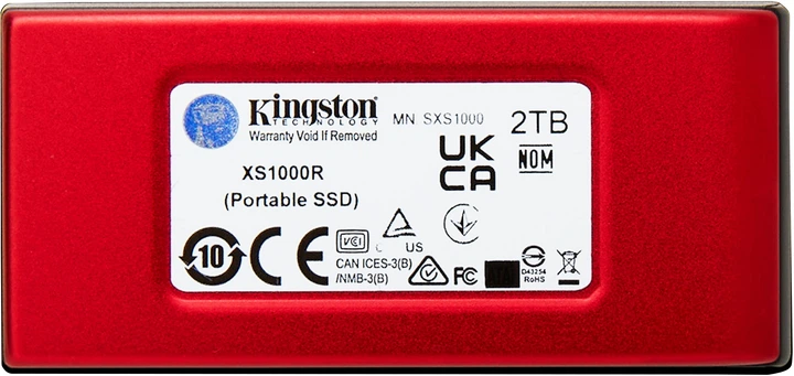 Dysk SSD Kingston XS1000 Portable 2000GB USB 3.2 Gen 2 Red (SXS1000R/2000G) - Zdjęcie 3 Dysk SSD Kingston XS1000 Portable 2000GB USB 3.2 Gen 2 Red (SXS1000R/2000G) - obraz 3