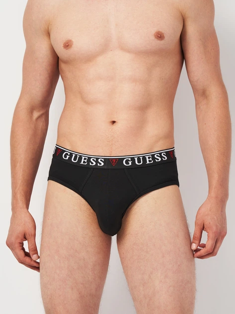 Трусы слипы мужские хлопковые Guess U97G00-KCD31-F017 S Черно-белые (7626101872112) - изображение 4